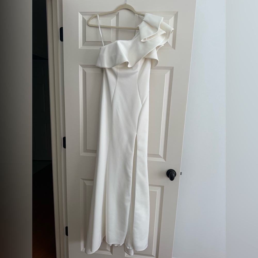 Dave & Johnny One Shoulder White Dress